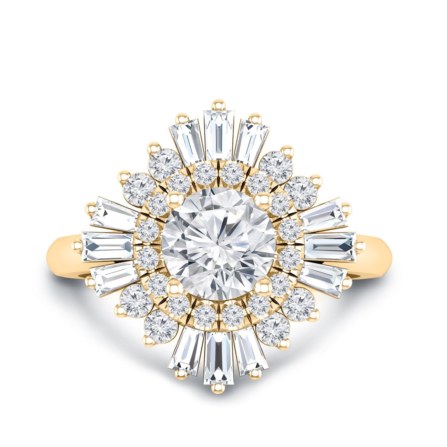 Round Diamond Halo Ballerina Engagement Ring