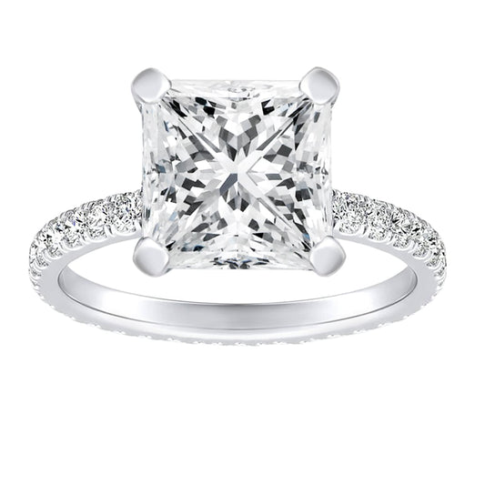 Princess Cut Engagement Ring With French Pave Sides