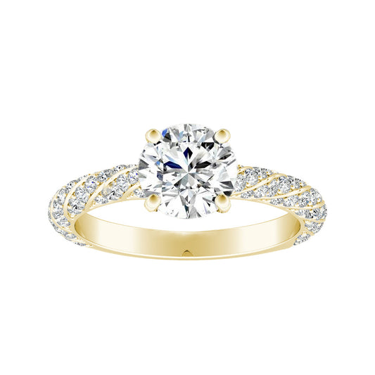 Round Diamond Classic Twisted Pave Engagement Ring