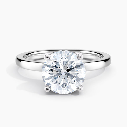 Round Diamond Solitaire Engagement Ring With Peek-a-boo Diamond Accents