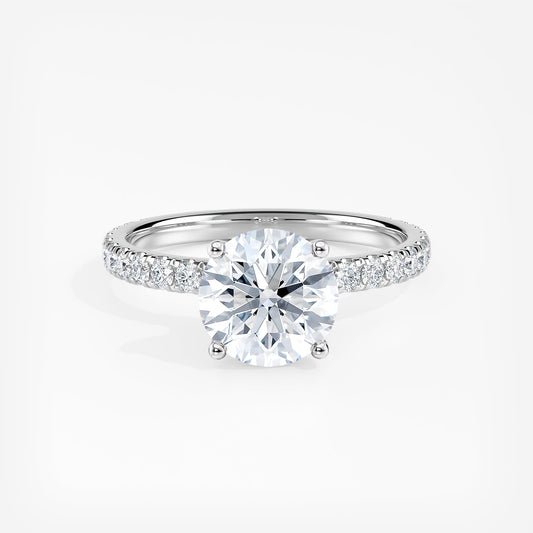 Round Diamond Ribbon Hidden Halo Engagement Ring