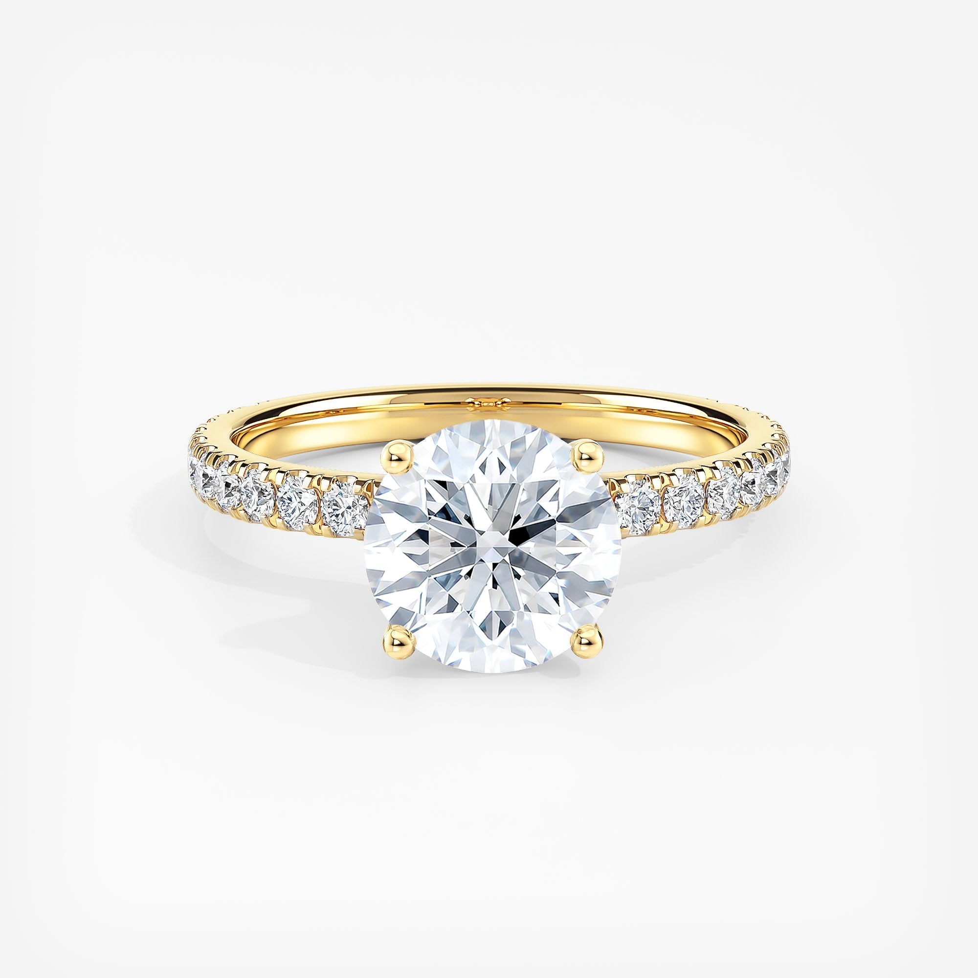 Round Diamond Ribbon Hidden Halo Engagement Ring