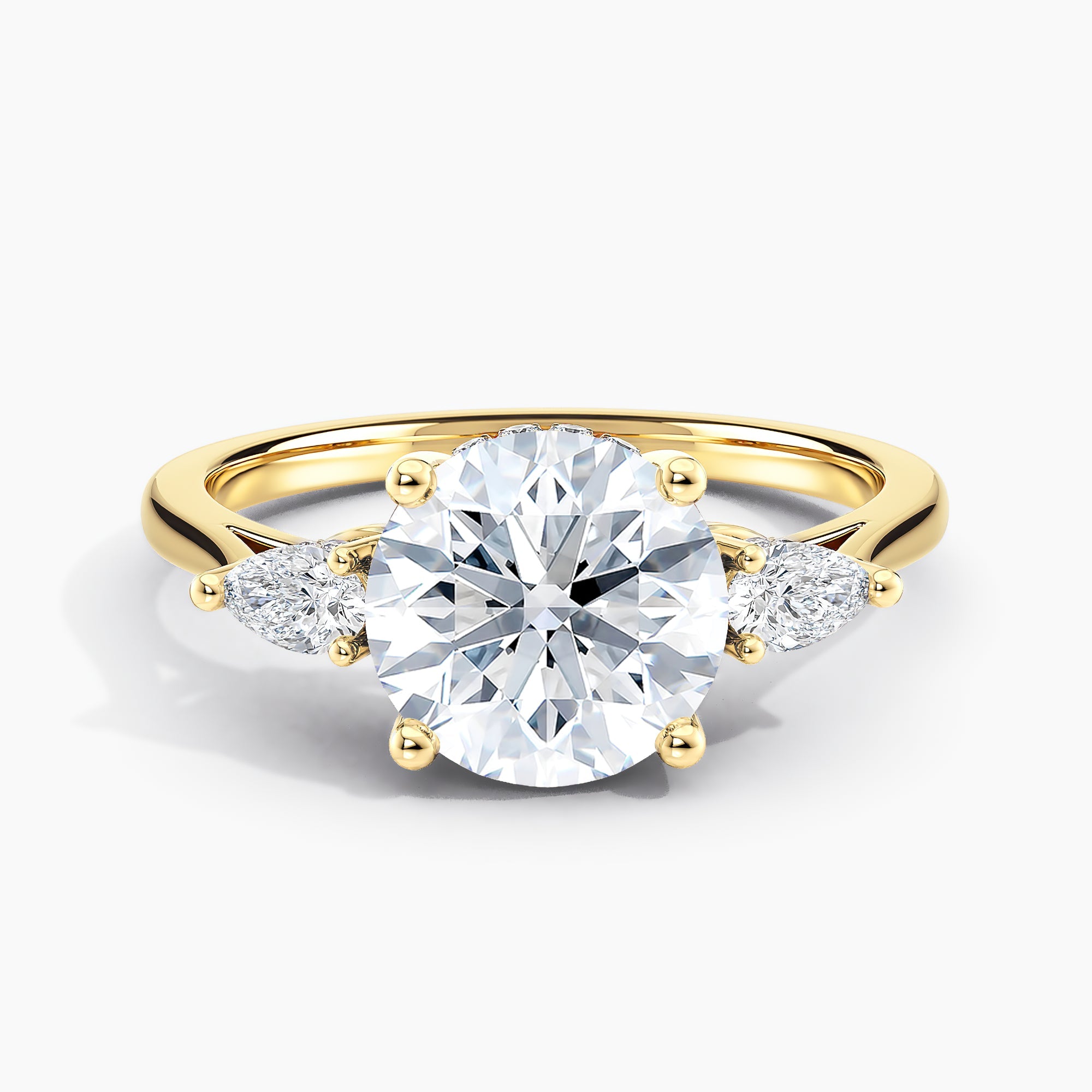 Round Diamond Engagement Ring With Pear Diamond Accents