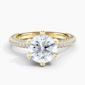 Round Diamond 6 Prong Engagement Ring Three Sided Micropave