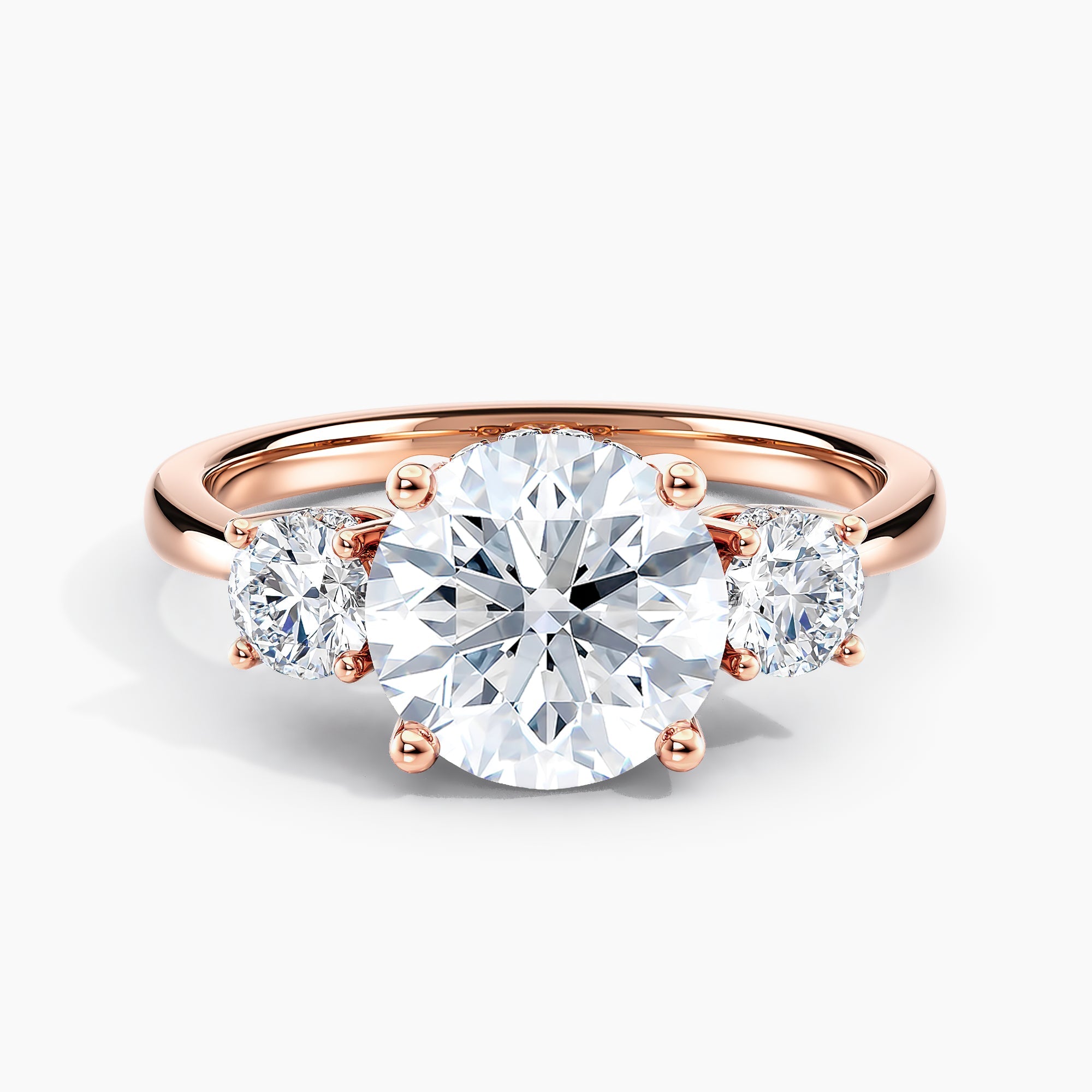 Round Diamond Three Stone Engagement Ring