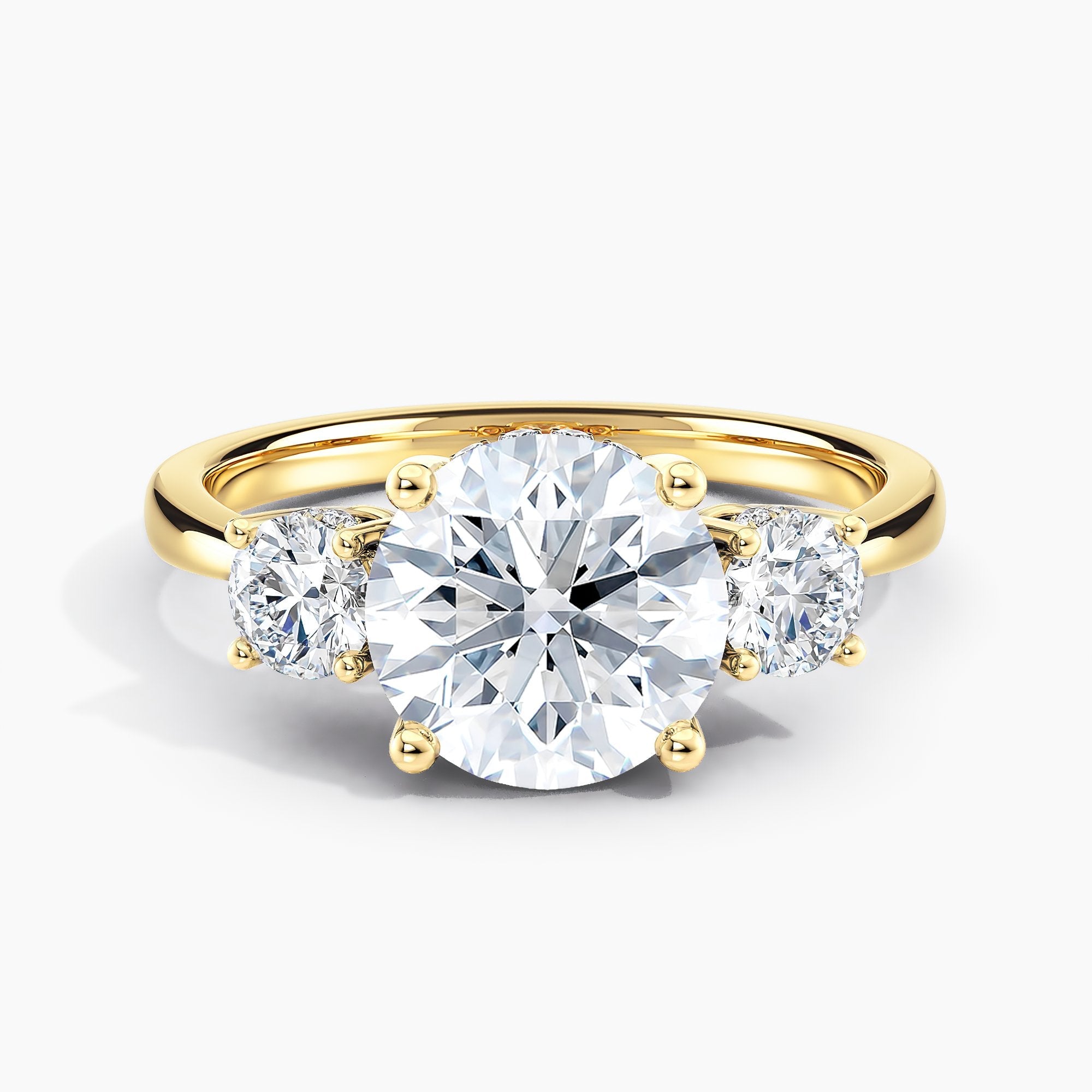 Round Diamond Three Stone Engagement Ring