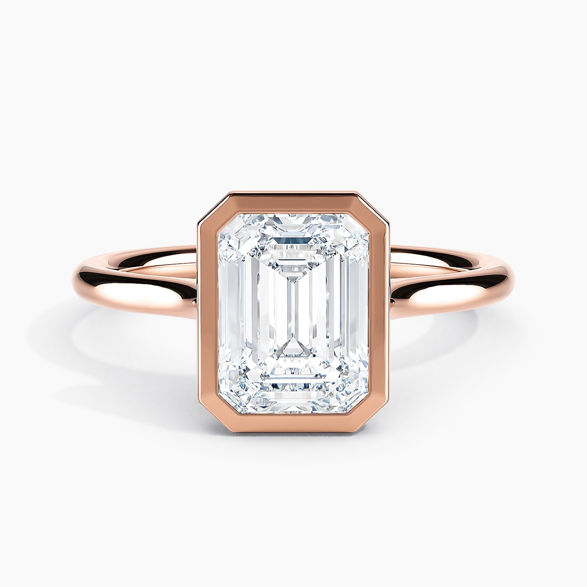 Emerald Cut Bezel Set Engagement Ring