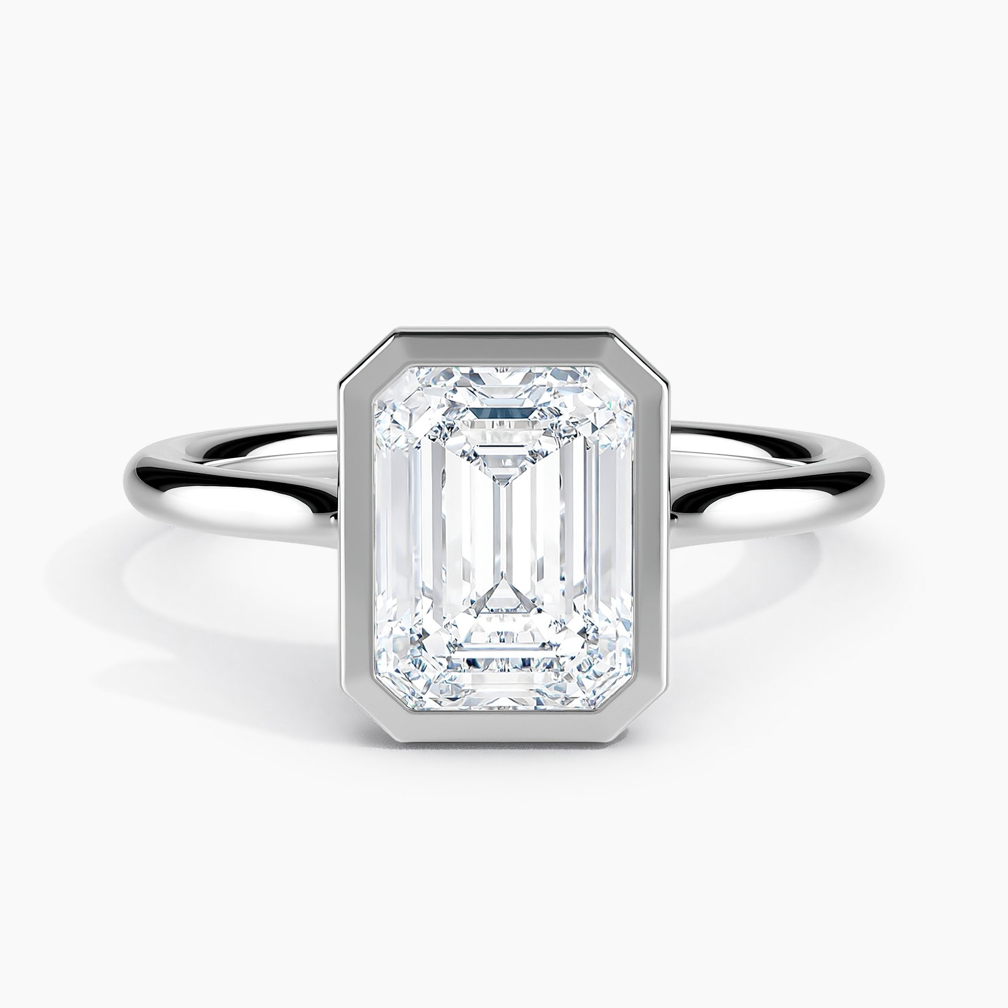 Emerald Cut Bezel Set Engagement Ring