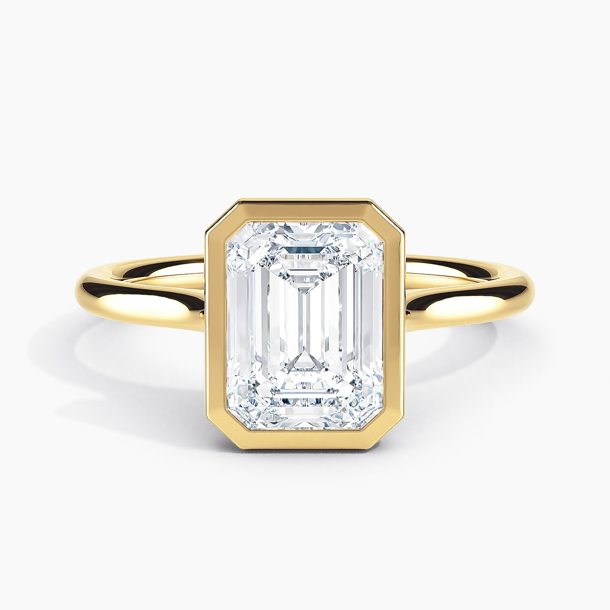 Emerald Cut Bezel Set Engagement Ring