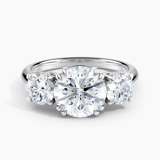 Round Diamond Three Stone Engagement Ring