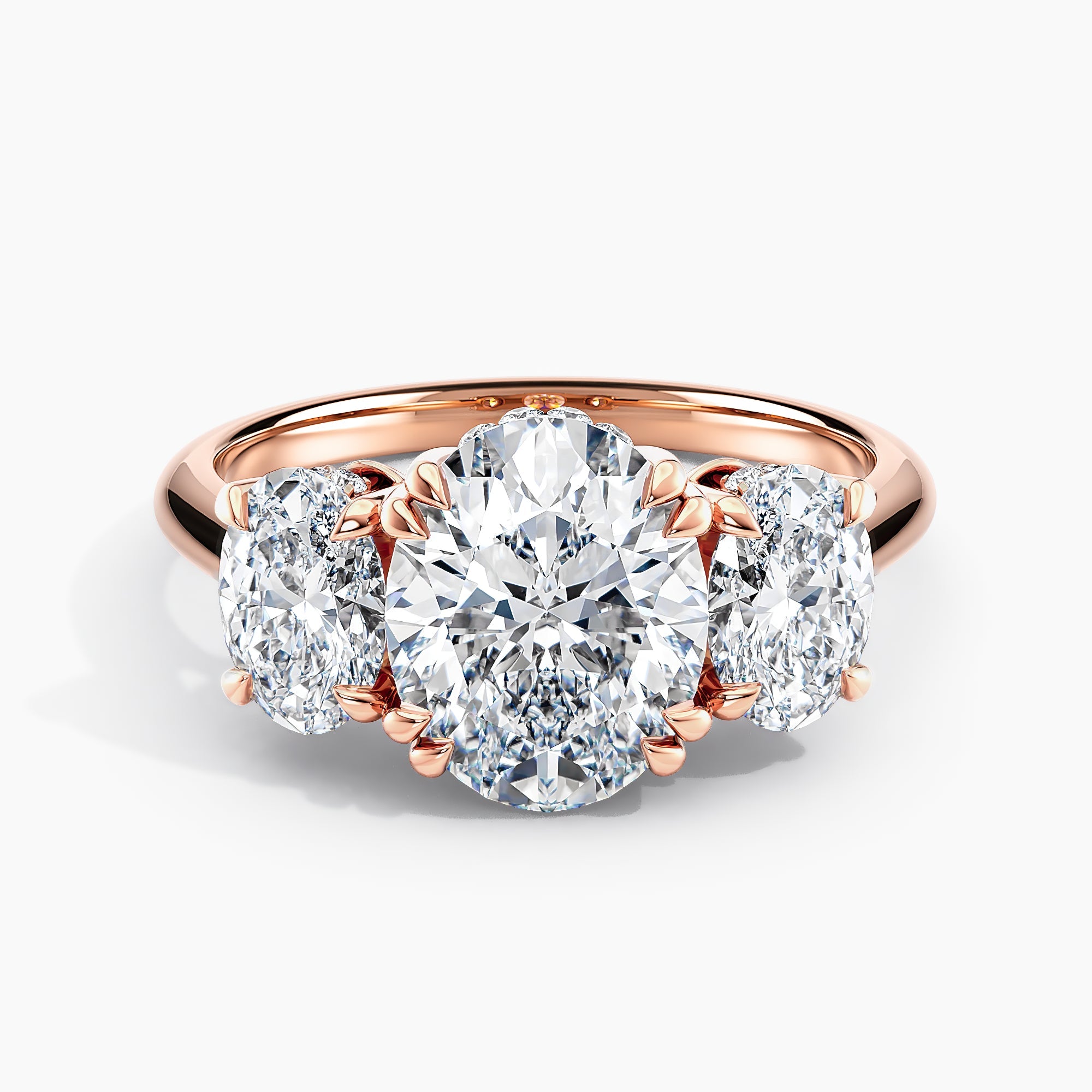 Oval Diamond Three Stone Engagement Ring