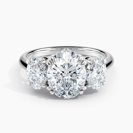 Oval Diamond Three Stone Engagement Ring