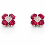 White Gold Ruby and Diamond Earrings