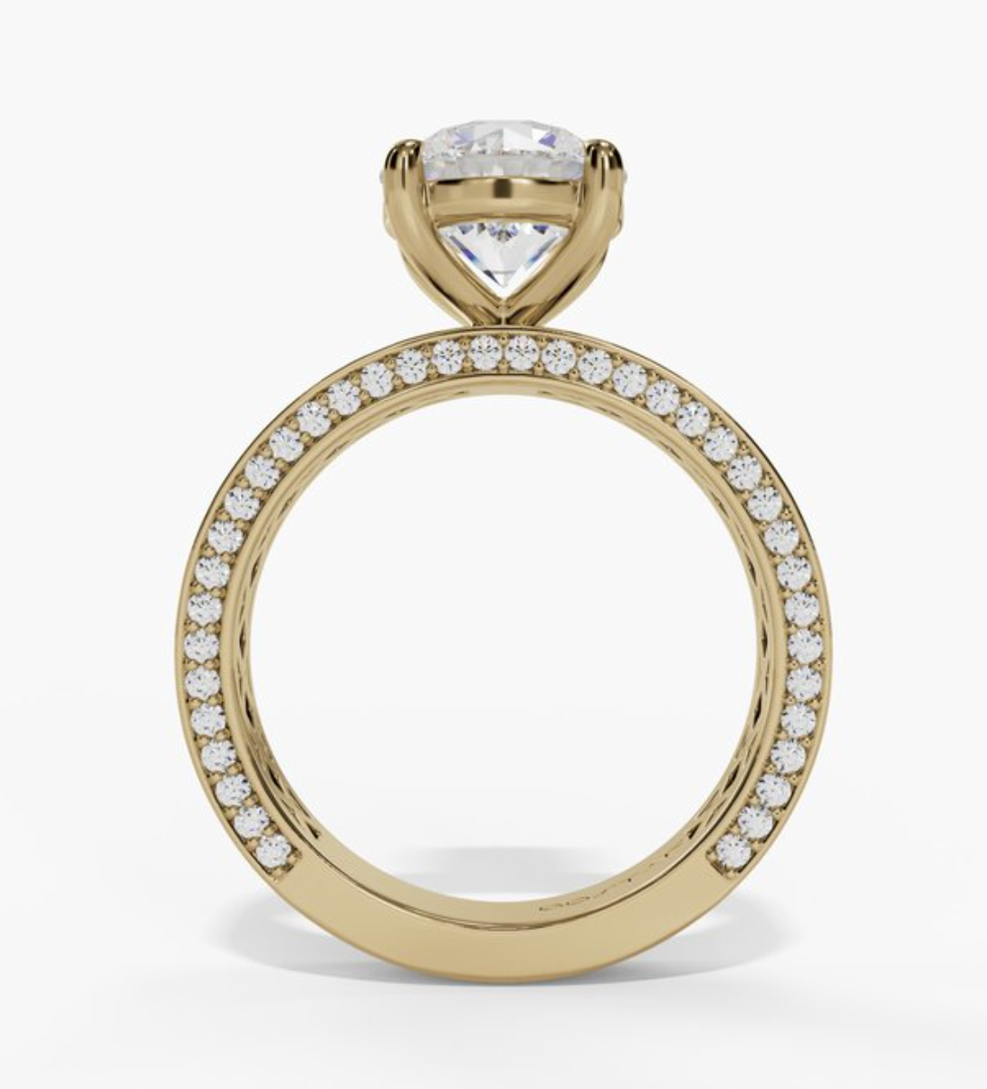 14K Yellow Gold Wide Band Engagement Ring