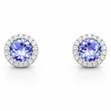 White Gold Tanzanite and Diamond Earrings