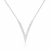 White Gold Pave V Necklace