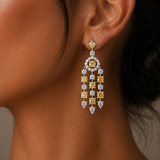 Yellow and White Gold Fancy Yellow and White Diamond Dangle Earrings