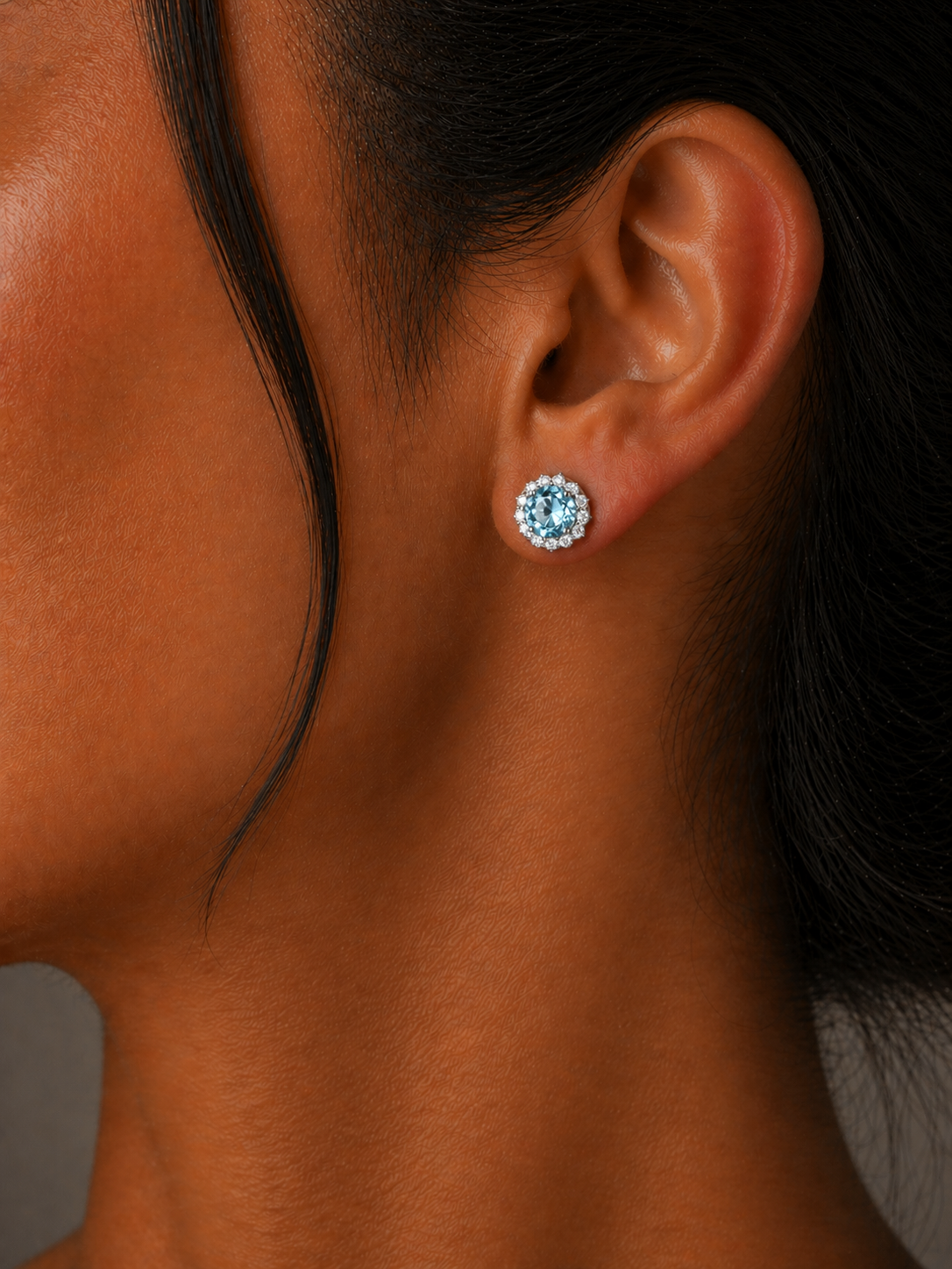 White Gold Aquamarine and Diamond Earrings