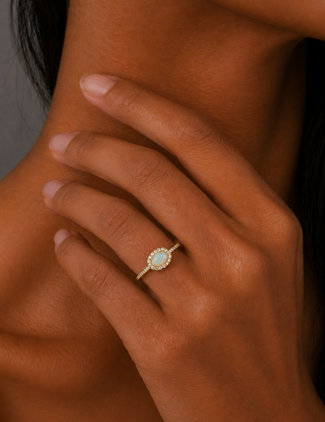 Yellow Gold Opal and Diamond Ring