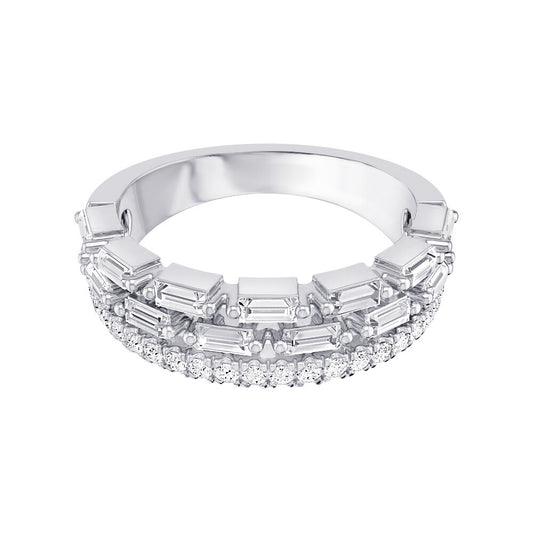 Baguette and Round Diamond Stacked Fashion Ring