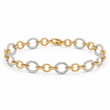 Yellow Gold Fancy Circle Bracelet With Pave Links