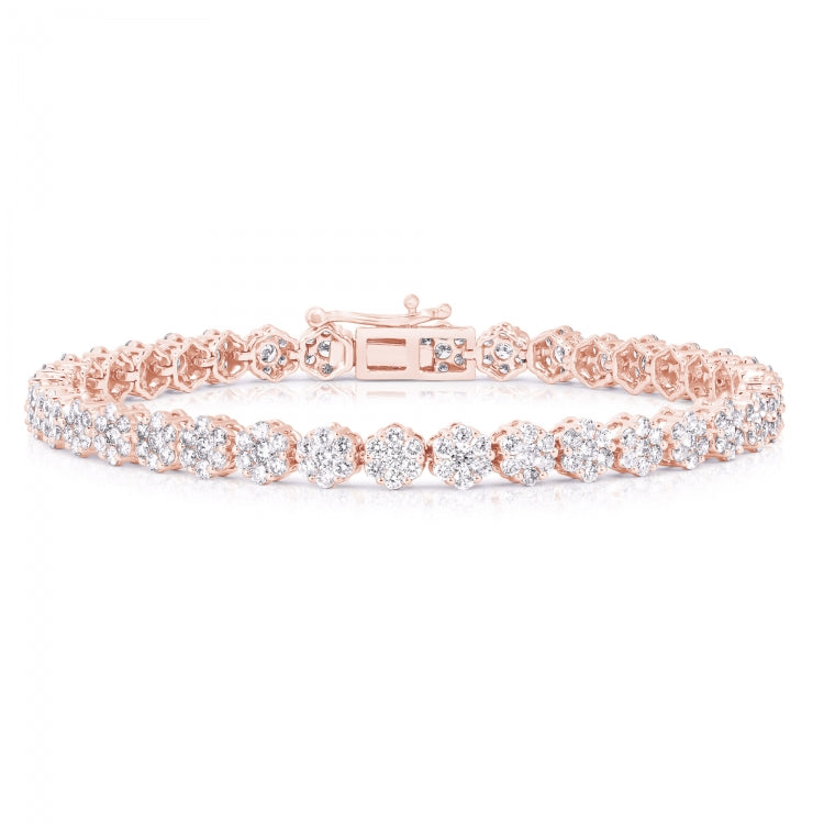 Flower Cluster Diamond Tennis Bracelet