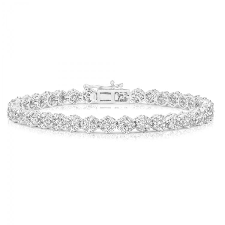 Flower Cluster Diamond Tennis Bracelet