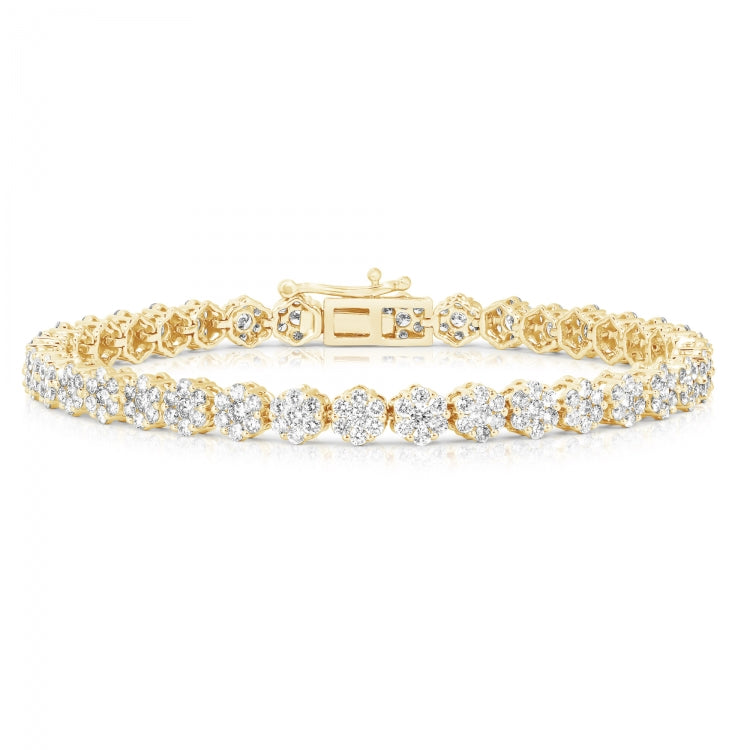 Flower Cluster Diamond Tennis Bracelet