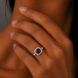 White Gold Rhodolite Garnet and Diamond Ring