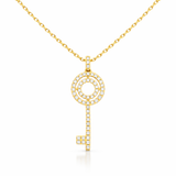 Yellow Gold Pave Diamond Key Pendant