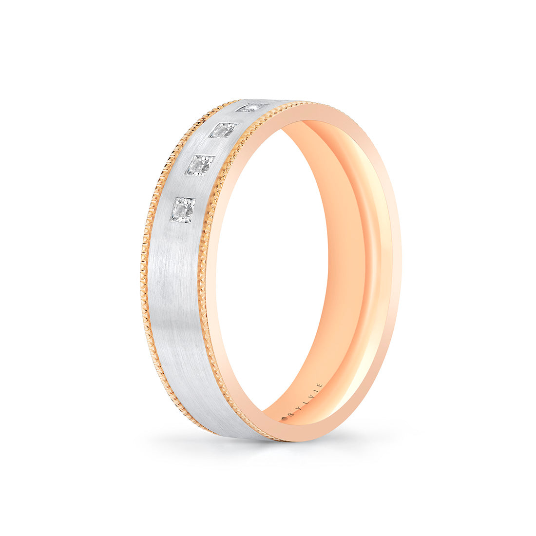Heritage Two Tone Brushed Diamond Mens Band - Tristan