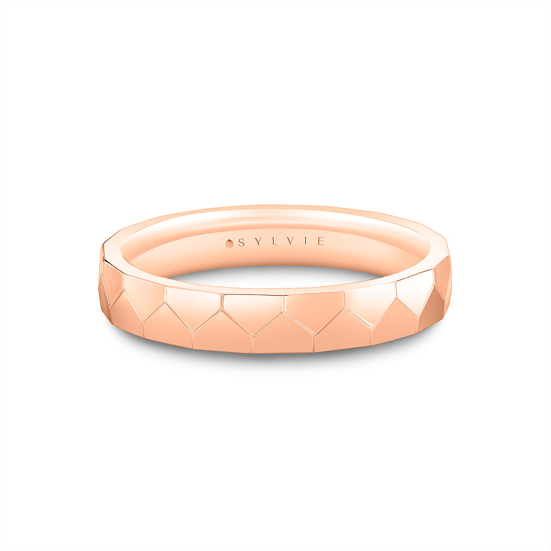 Heritage Geometric Shell Polished Mens Band - Christian