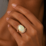 Rose Gold Opal and Diamond Bypass Ring