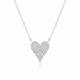 White Gold Pave Diamond Heart Necklace