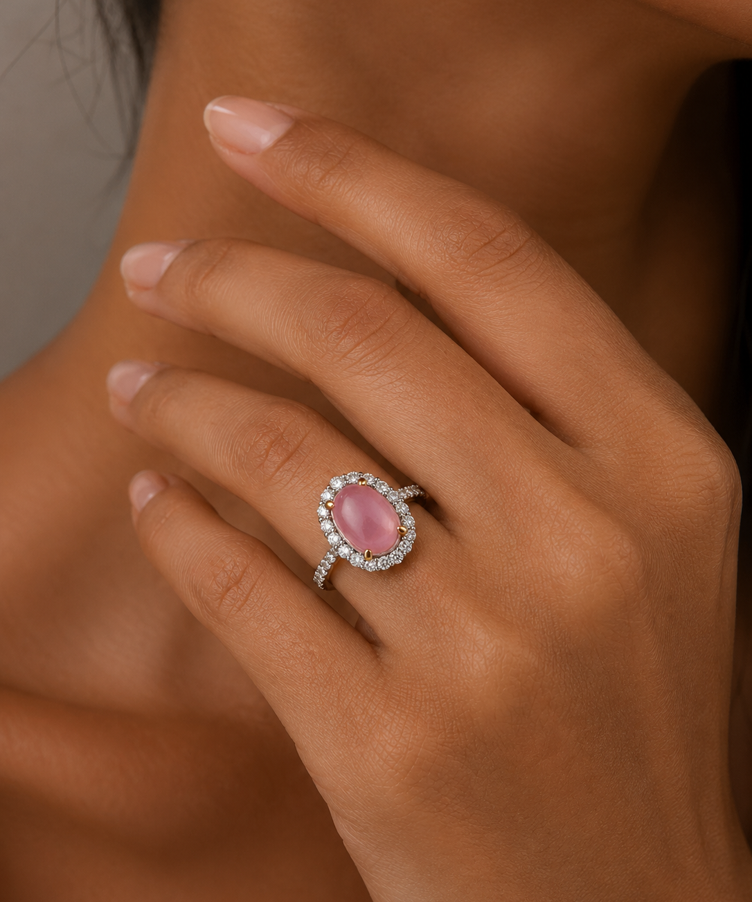 Two Tone Pink Tourmaline and Diamond Ring