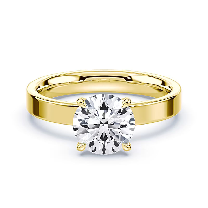 14K Yellow Gold Wide Band Engagement Ring