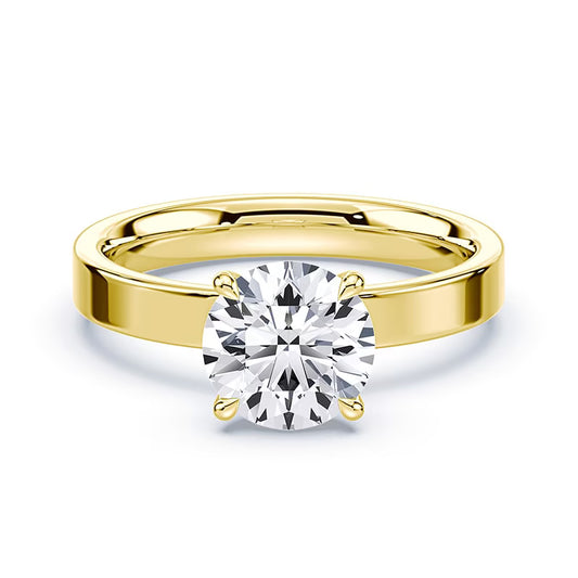14K Yellow Gold Wide Band Engagement Ring