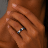 White Gold Sapphire and Diamond Five Stone Ring