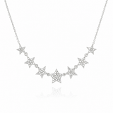 White Gold Graduating Stars Pave Diamond Necklace