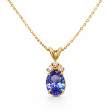Yellow Gold Tanzanite and Diamond Pendant