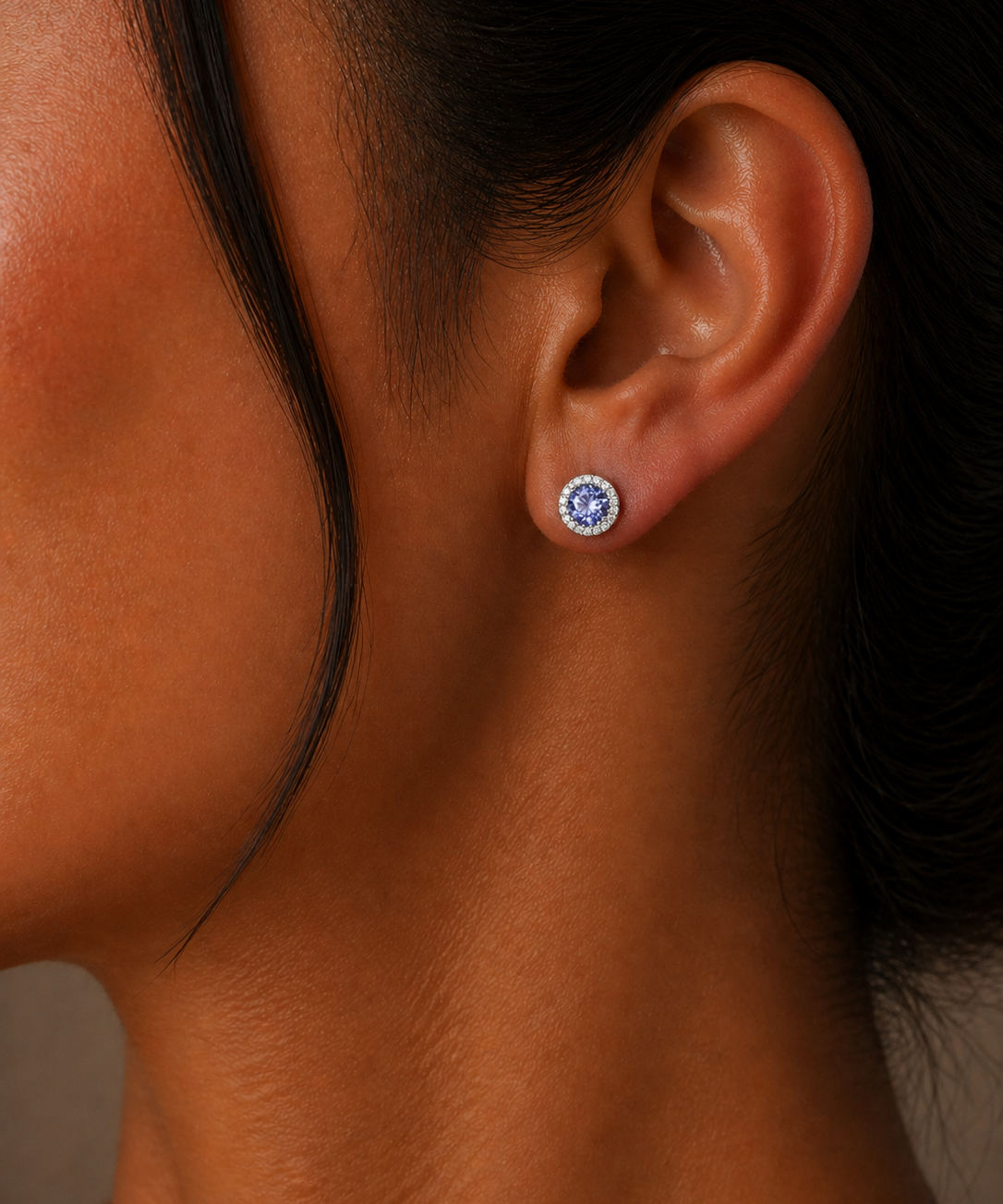 White Gold Tanzanite and Diamond Earrings