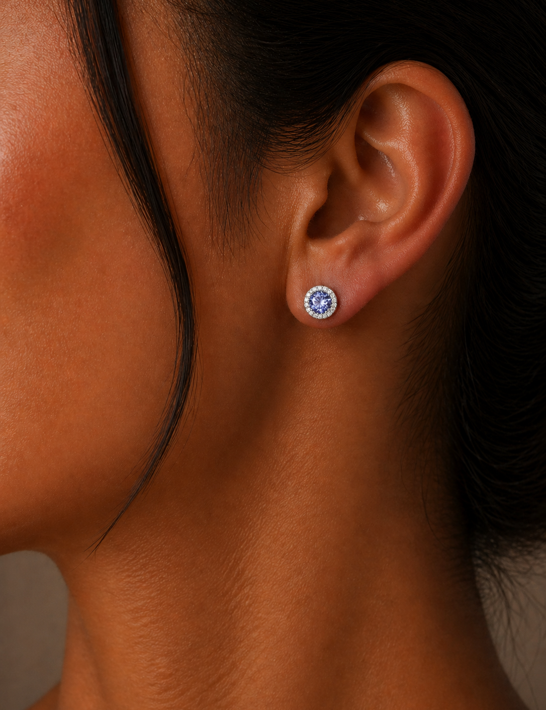 White Gold Tanzanite and Diamond Earrings
