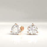 Eliza Round Three Prong Lab-Grown Diamond Stud Earrings