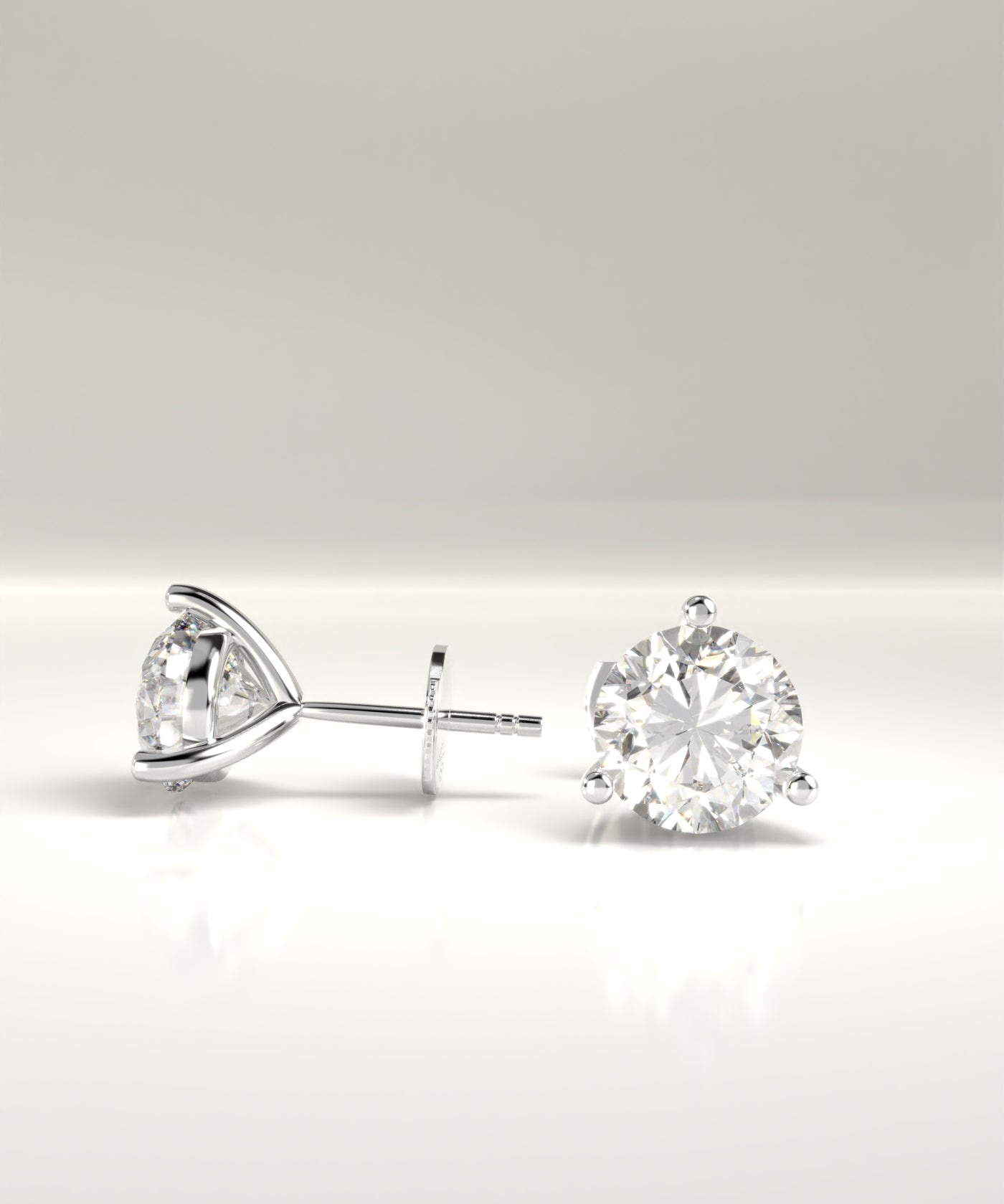 Eliza Round Three Prong Lab-Grown Diamond Stud Earrings