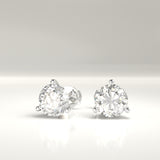 Eliza Round Three Prong Lab-Grown Diamond Stud Earrings