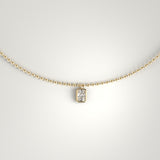1ct Emerald Cut Diamond Bezel Pendant Necklace