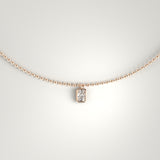 1ct Emerald Cut Diamond Bezel Pendant Necklace