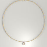 1ct Emerald Cut Diamond Bezel Pendant Necklace