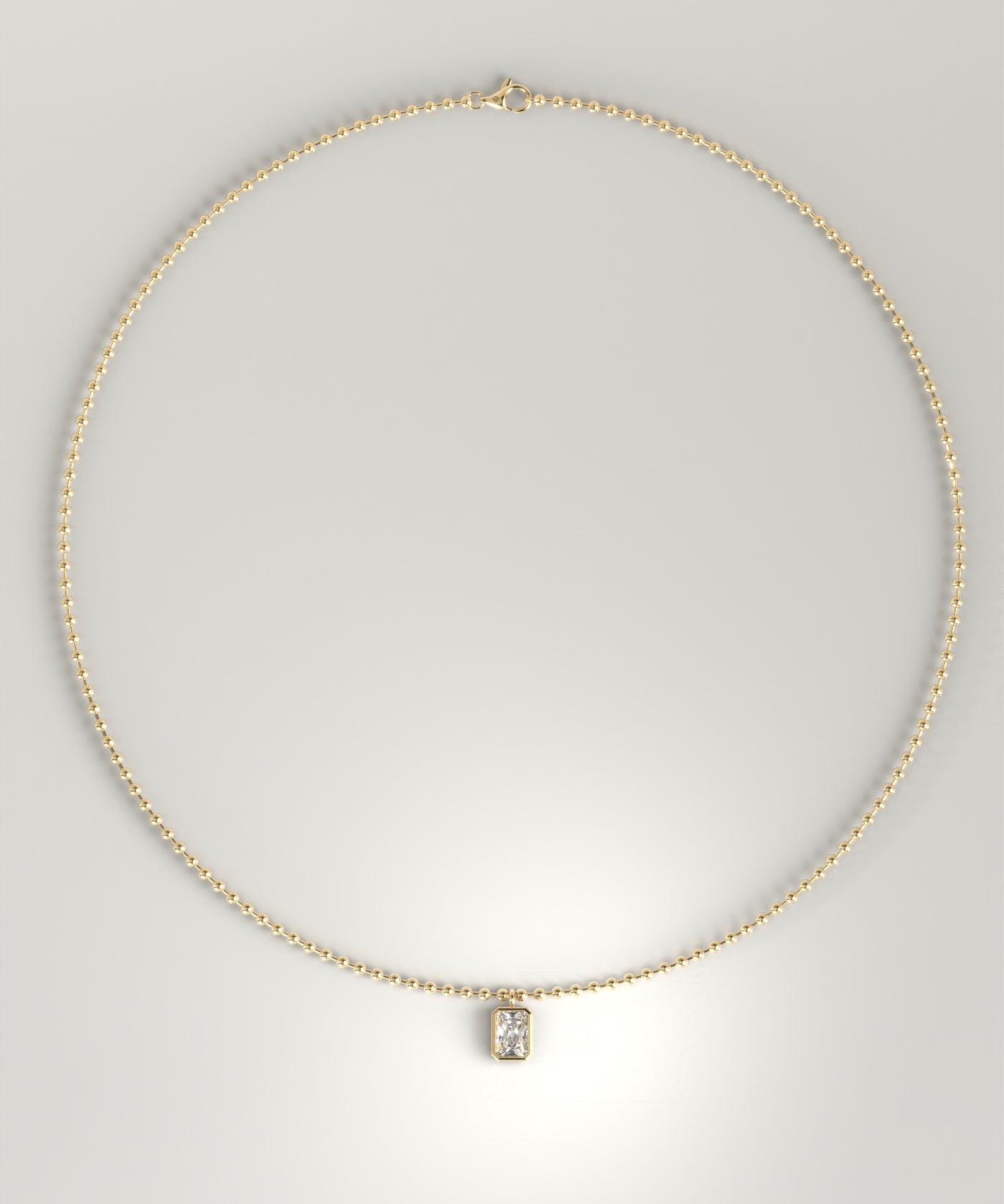 1ct Emerald Cut Diamond Bezel Pendant Necklace