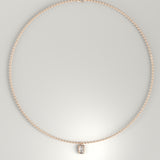 1ct Emerald Cut Diamond Bezel Pendant Necklace